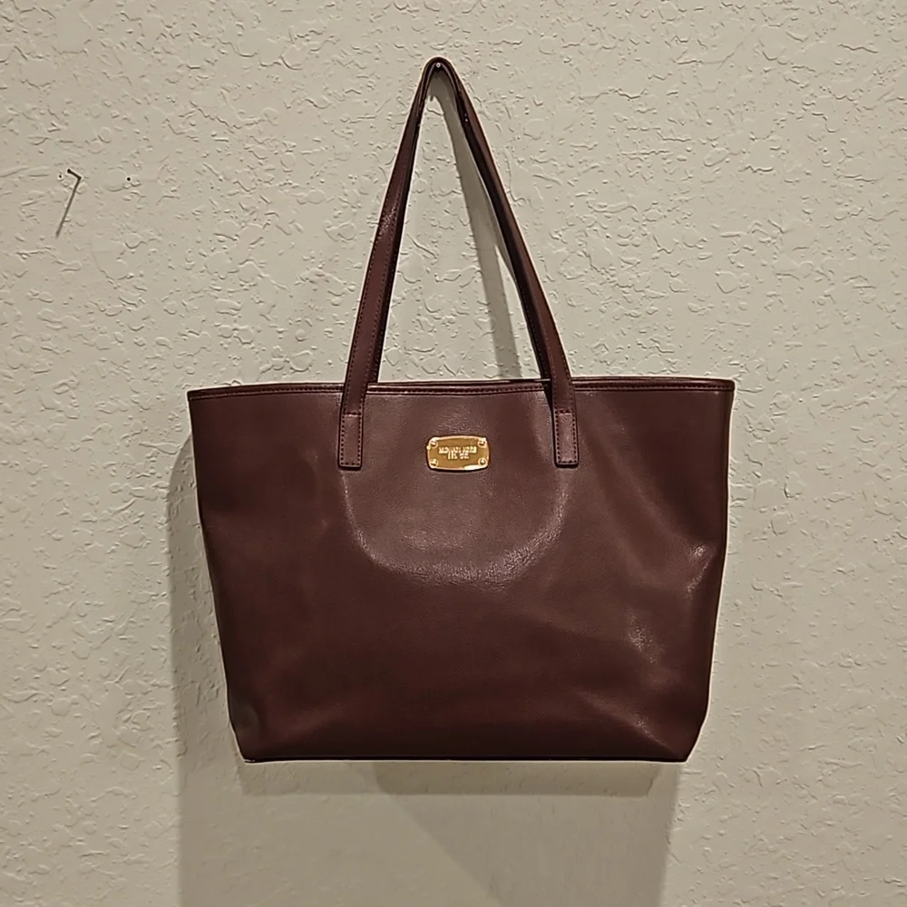 Michael Kors Burgandy Pebbled Leather Work Tote